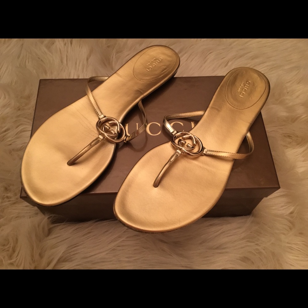Gucci gold slides